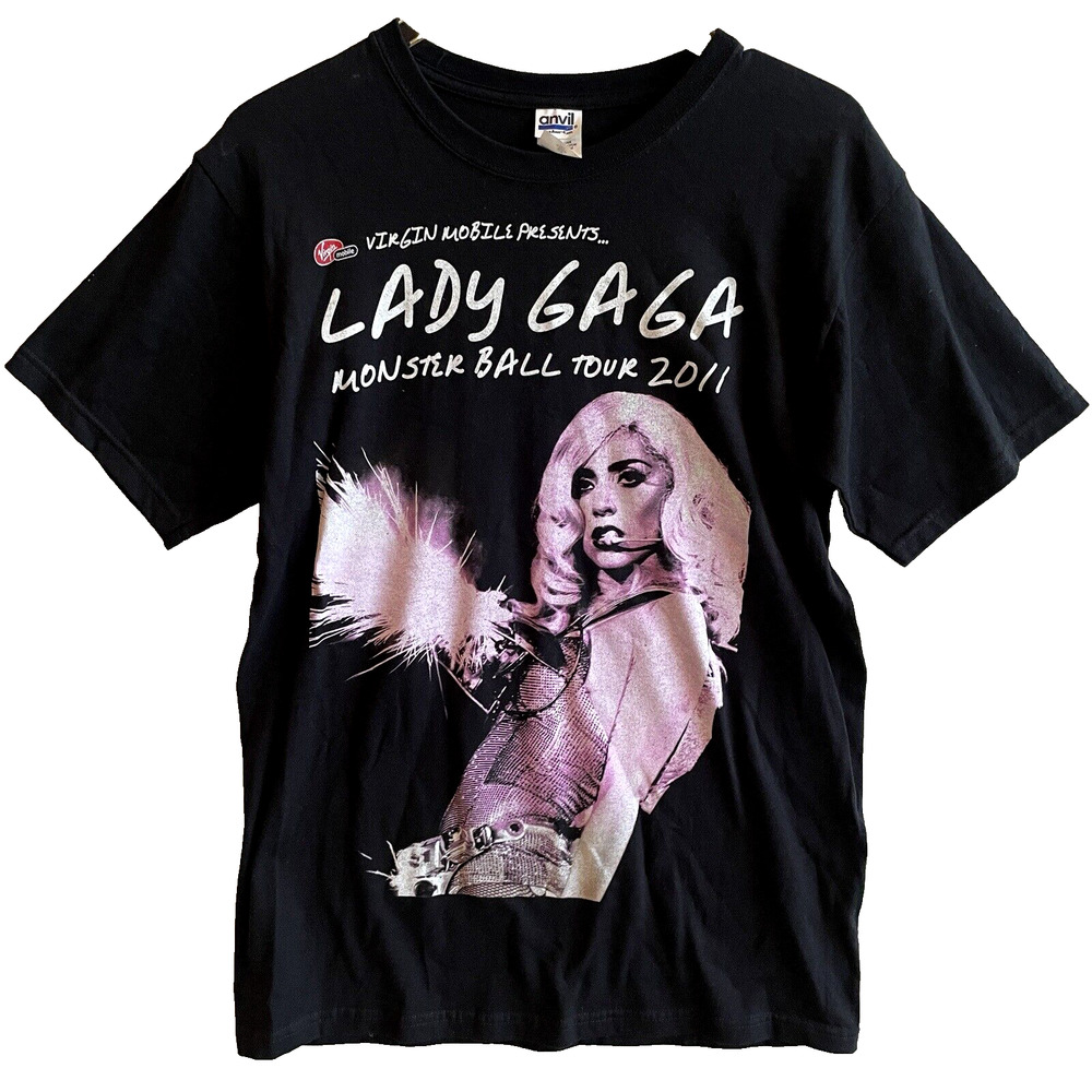2011 Lady Gaga Monster Ball Tour Shirt Size Medium Black Purple Unisex E…